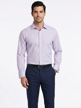 Charles Tyrwhitt 18 Slim Fit Non-Iron French Cuff Shirt Lavender Quiet Luxury